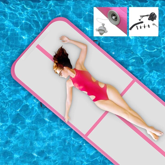 Надувний гімнастичний мат Air Turn Track Matte для tumbling, йоги та фітнесу, протиковзкий та водонепроникний (Рожевий, 3 м)