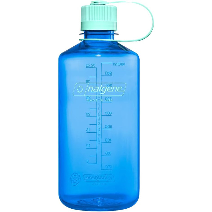 Пляшка для води Nalgene Sustain Tritan 907 мл, вузька шийка, BPA-free, ударостійка, для туризму, фітнесу, колір синя волошка