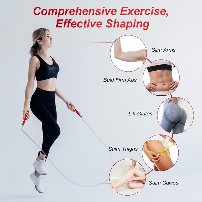 Скакалка Flintronic Speed Springseil: регульована, 300 см, з подвійним підшипником, алюмінієва ручка, для фітнесу, кросфіту, боксу та кардіо, червона