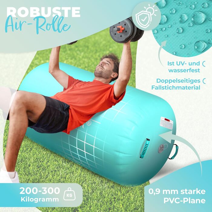 Надувний Airtrack KESSER® | з сумкою та електричним насосом | для акробатики, йоги, фітнесу, тренувань (120 x 90 см, м'ятно-зелений)