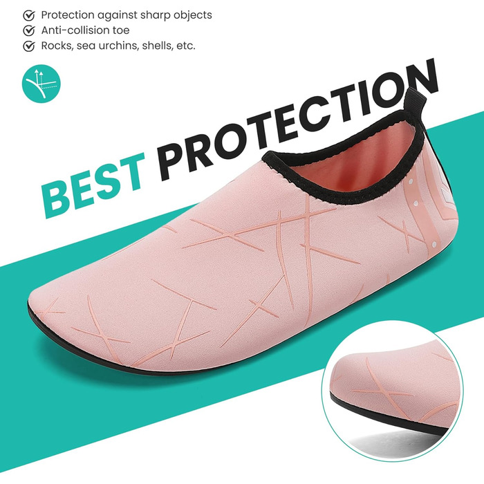 Чоботи для плавання чоловічі та жіночі: легкі, швидковисихаючі, антиковзкі аквашузи для пляжу, басейну, серфінгу (42 EU, 857 Рожевий)