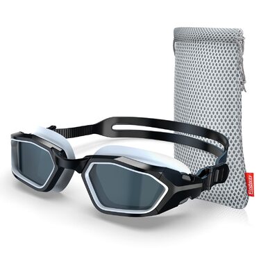 Окуляри для плавання Findway з антизапарюючим покриттям та UV-захистом, поляризовані, для чоловіків, жінок, підлітків, з запасним носовим упором, не пропускають воду, чіткий огляд, чорний & білий/поляризована димна лінза