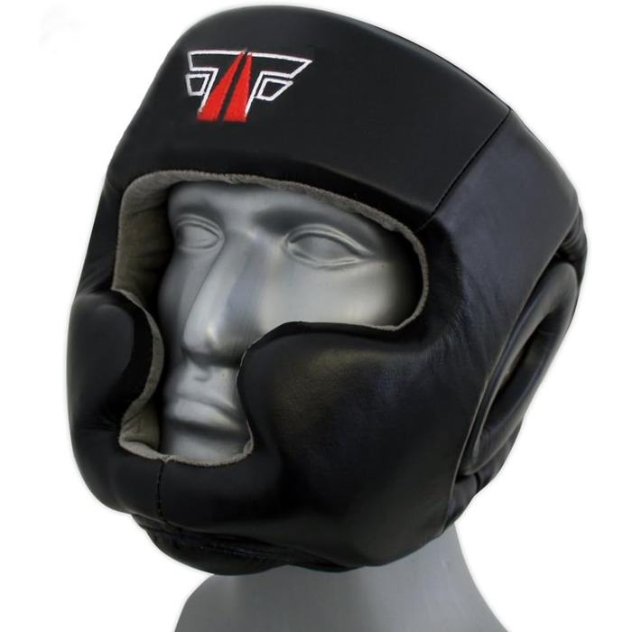 Захисний шолом FOX-FIGHT PRO Full Face з натуральної шкіри, чорний, розмір L-XL