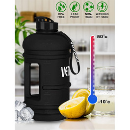 Спортивна пляшка для води Vennerli 2.2L з ручкою, BPA Free, без витоку - ідеальна для спортзалу, фітнесу, офісу та дому