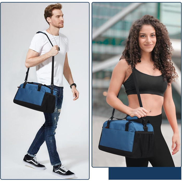 Спортивна сумка маленька з відділенням для мокрого, 35×20×20 см, ручна поклажа, міні-дуфл, блакитна