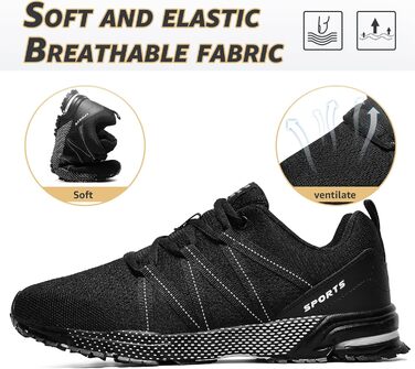 Чоловічі кросівки ASHION для спорту та бігу, легкі, дихаючі, чорні (45 EU)