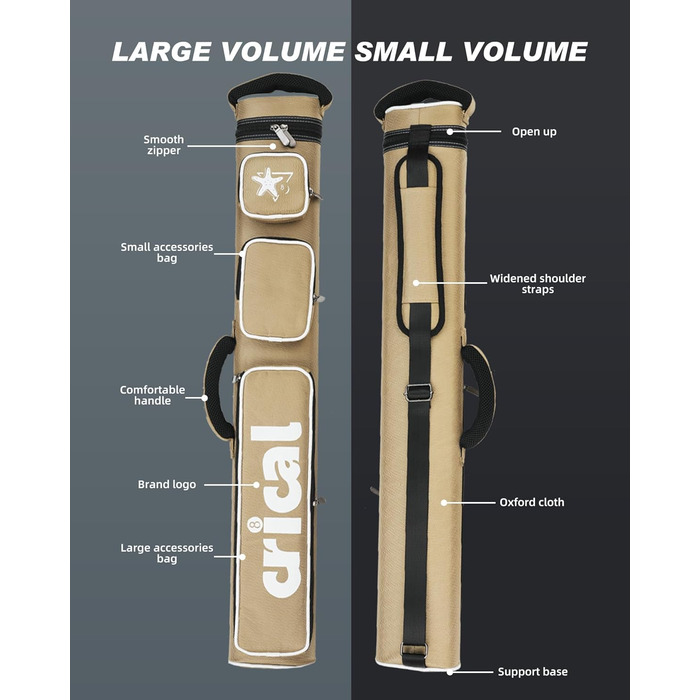 Кейс для більярдних київ CRICAL, 2 x 2 жорсткі кишені для снукеру, з штучної шкіри/оксфордської тканини, жовтий