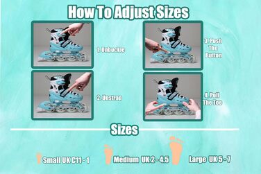 Дитячі ролики-коліщатка з підсвічуванням, чорно-білі (М'ятний, L)