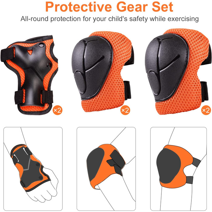 Дитячий шолом Kinderhelm для велосипеда, скейтборда, роликів, самоката, 50-54 см, регульований, CE-сертифікація, оранжевий