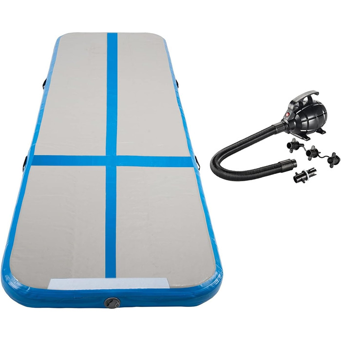 Гімнастичний надувний мат LSLIFE для дому: 3M, 4M, 5M, 6M, товщина 10 см, з електричним насосом. Підходить для гімнастики, йоги, акробатики, дітей та водних розваг. Колір: блакитний.