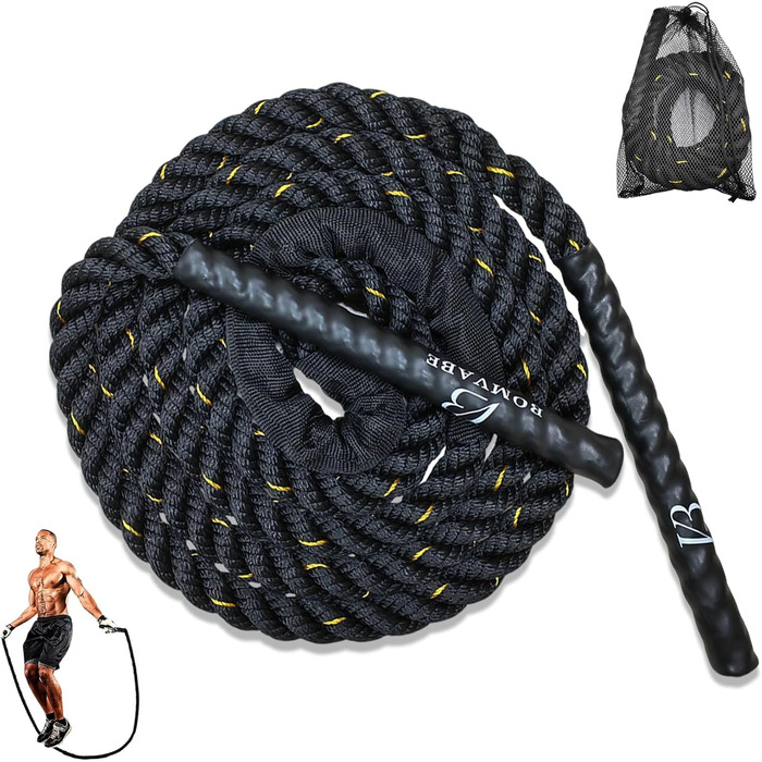 Важкий скакальний трос для дорослих, для фітнесу та нарощування м'язів, довгий, чорний, 0,5 кг