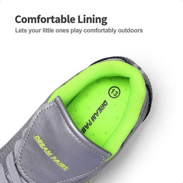 ДREAM PAIRS Дитячі футбольні бутси з низьким верхом, довгі шипи, спортивне взуття для легкоатлетики, тренувань, стрибків у довжину, бігу, футболу. Зносостійкі, з сильним зчепленням, 32 EU, світло-сірий, темно-синій