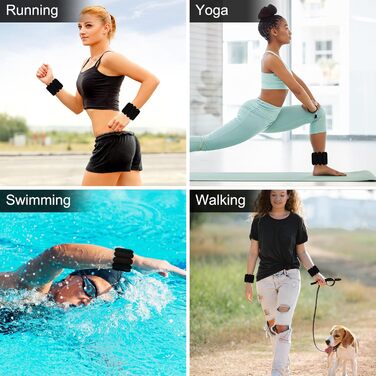 Набір обтяжників для зап'ястя та кісточок RYACO, 2 шт (2x0,5KG), регульовані манжети, для рук, ніг, ходьби, бігу, йоги, пілатесу, аеробіки (чорний)