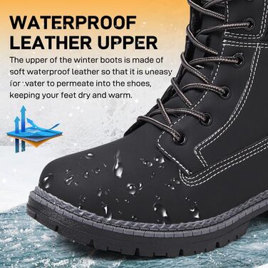 Зимові чоботи жіночі утеплені, водонепроникні, для снігу, теплі, короткі, туристичні, чорні, 42 EU