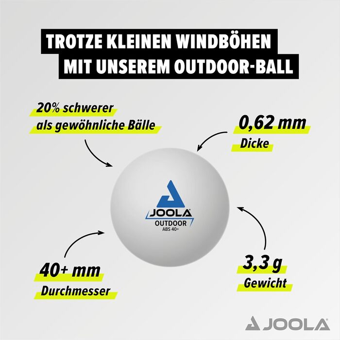 JOOLA Набір для настільного тенісу Outdoor Vivid, 2 ракетки, 3 м'ячі, чохол, лайм/синій, 6 предметів