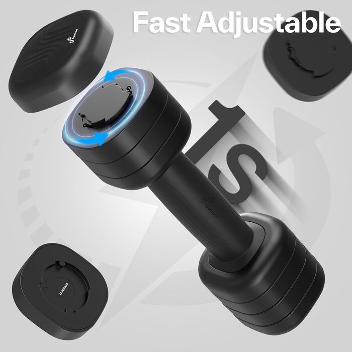 Sportneer Регульовані гантелі для жінок – комплект з 2 гантелей (по 1–2,5 кг) з неслизьким TPU-покриттям, 4-в-1 комплект гантелей для фітнесу вдома, для домашнього спортзалу та силових тренувань, колір: Димчасто-чорний