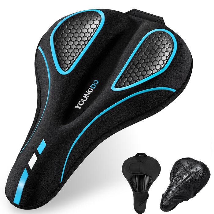 Накидка на велосипедне сідло YOUNGDO, ергономічна гелева накладка, м'яка та комфортна з захистом від дощу, для жінок та чоловіків (блакитна, вузька)
