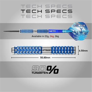 Професійні дартси Red Dragon Gerwyn Price Iceman Glacier 90% вольфрам, набір з крилами та стрижнями, 18/22/24/26 г