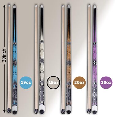 Sinsilvie: Більярдний кий для пулу з наконечником 13 мм, 19/20 oz, 1/2 кленова деревина, чорний або білий, для чоловіків та жінок