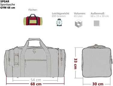 Спортивна сумка XXL Spear 68 см 65 л для чоловіків і жінок, велика футбольна сумка для спортзалу, фітнесу, сауни + пляшка, чорна