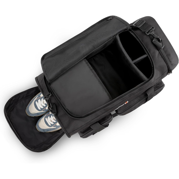 Спортивна сумка для бойових мистецтв 50L чорна для дзюдо, джиу-джитсу, карате з окремими відділеннями та відділенням для взуття