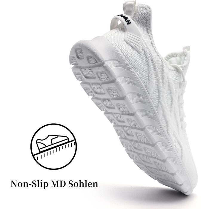 Чоловічі кросівки для бігу, спортивні, повсякденні: легкі, дихаючі, для тенісу, фітнесу, піших прогулянок. Slip-On (43 EU, B White)