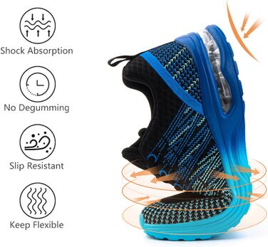 Жіночі кросівки для бігу Hitmars: спортивне взуття з повітряною подушкою, дихаюче, антиковзне, легке, для бігу по вулицях, снікерси, для джогінгу, фітнесу та ходьби. Розміри EU 36-42 (блакитні, 42 EU)