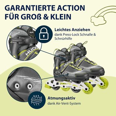 Інлайнери Hudora Mia/Leon - роликові ковзани для дітей та дорослих, регульовані, кольори та розміри 33-36