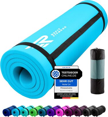 Килимок для йоги та пілатесу Gymnastikmatte Profi 190x60 см, 10-15 мм, NBR, з ременем та сумкою - антиковзкий килимок для спорту