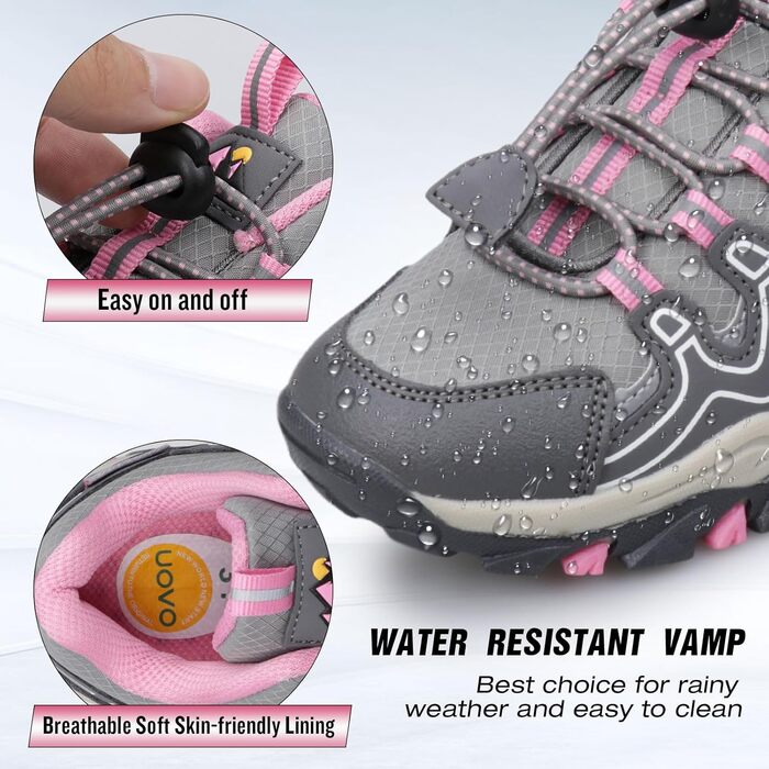 Дитячі спортивні кросівки UOVO для бігу, трекінгу та прогулянок (розміри 27-40, сірий/рожевий)