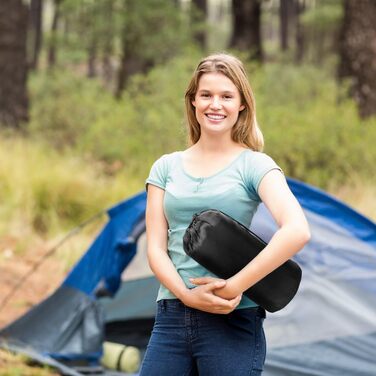 Спальний мішок Outtec з капюшоном, мумієподібний, ультралегкий, компактний, для кемпінгу, дітей та дорослих, для активного відпочинку, чорний