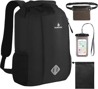 Водонепроникний рюкзак Dry Bag 20L, IPX8, з чохлом для телефону, для плавання, каякінгу, кемпінгу, туризму, чорний