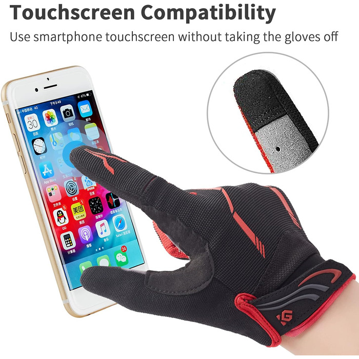 Велосипедні рукавички Vollfinger для чоловіків та жінок з сенсорним екраном, MTB, з гелевою підкладкою, червоні, XL