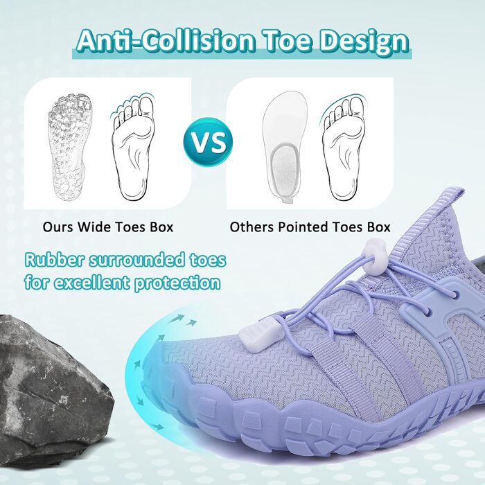 Зітоп Водні черевики для жінок та чоловіків, шкарпетки для плавання, швидка сушка, пляжні черевики, легкі фітнес-черевики, м'які серфові черевики, для плавання, серфінгу, піших прогулянок, йоги (36-46 EU), 39 EU, фіолетовий