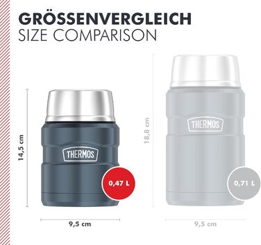 Термос STAINLESS KING 0,47л з нержавіючої сталі, чорний матовий, з ложкою, BPA-free