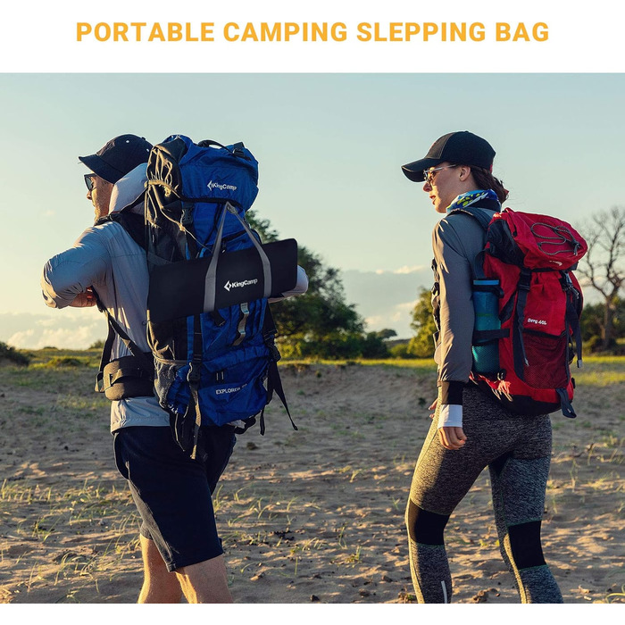 Сплячий мішок KingCamp для дорослих 3 в 1 з знімною ковдрою, зимовий, XXL, бавовна фланель, легкий, портативний, теплий (оливковий, наповнювач 500г/м²)