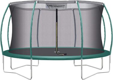 Трамплін Ultrasport Deluxe: діаметри 244/305/366/430 см, сертифікований TÜV Rheinland, повний комплект, круглий садовий трамплін з м'якими стійками, захисним сіткою та захисним бортиком (Deluxe)