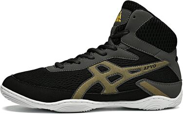 Чоловічі боксерські туфлі для боротьби, дихаючі, неслизькі, зручні хай-топ кросівки для фітнесу, тренувань, бодібілдингу в залі (39 EU, Чорний)