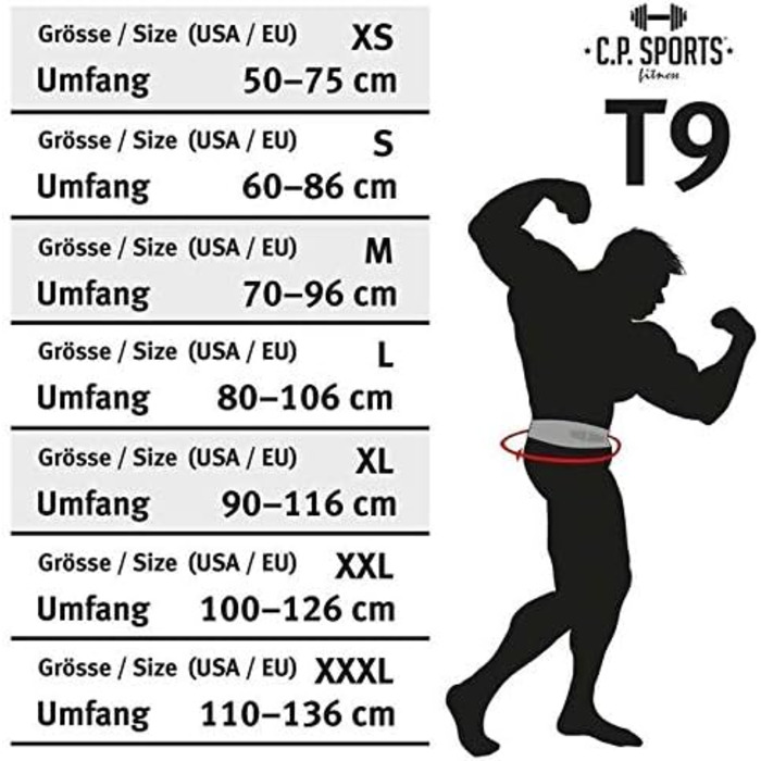 Пояс для пауерліфтингу C.P. Sports зі шкіри з пауер-застібкою, професійний тренувальний пояс для важкої атлетики, бодібілдингу та фітнесу, чорний, XXL (104-130 см)