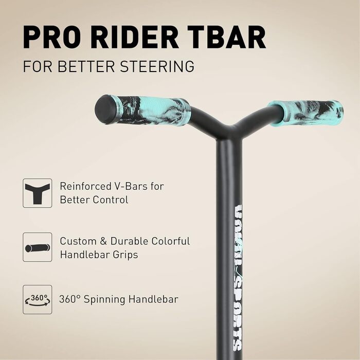 Скутер для трюків Joycruise Profi Scooters – ідеальний вибір для дітей та підлітків (від 6 років). Міцний фристайл-скутер з 360° поворотом та колесами 100 мм. Чорний колір, золоті акценти.