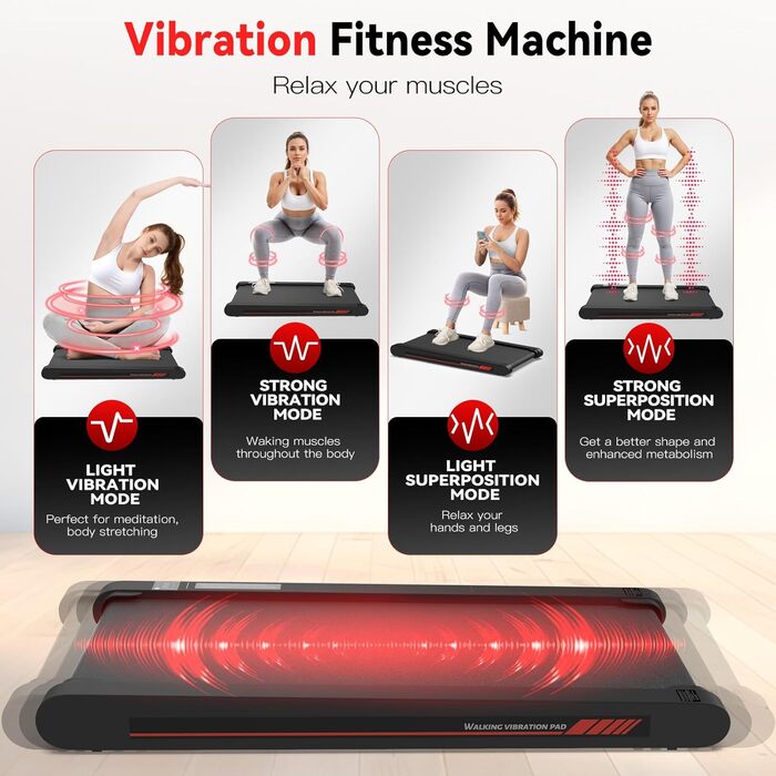 Sperax Килимок для ходьби з вібрацією 3-в-1 для бігового тренажера, з пультом дистанційного керування, 0.3-6 км/год, для дому та офісу, чорний/сірий