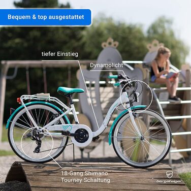 Дитячий велосипед Bergsteiger Atlantis 20/24 дюймів для дівчаток, 6-11 років, Shimano, StVZO, динамо-освітлення