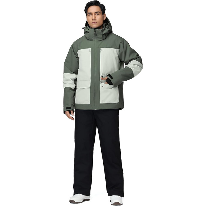 Чоловічий комплект гірськолижний HOTIAN: куртка та штани, водонепроникний, дихаючий, з капюшоном. Ідеально для сноуборду та катання на лижах. Розміри L, LGR+BK