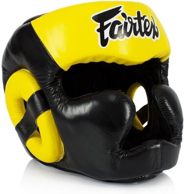 Кінцева захист голови Fairtex Super Sparring Boxen Leder (Hg13 Full Head, Чорний/Жовтий, L)