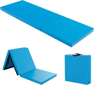 Складаний спортивний мат COSTWAY 180×60×5 см, водостійкий, нековзний, для гімнастики, йоги, фітнесу, бірюзовий