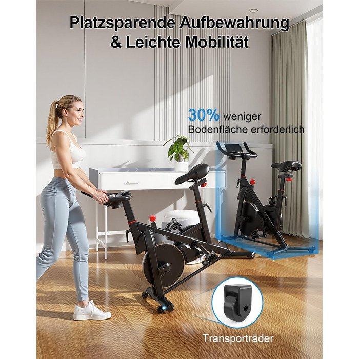 Магнітний велотренажер Lacuffy з AI-коучем та додатком, регульований опір, LCD-дисплей, до 136 кг, безшумний домашній ергометр