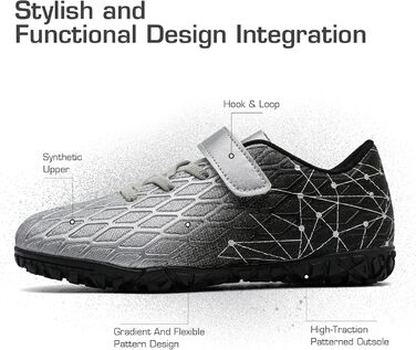 Дитячі футбольні бутси Kinder для залу та вулиці: Indoor/Outdoor, Kunstrasen, Futsal, 32 EU, Сріблясті