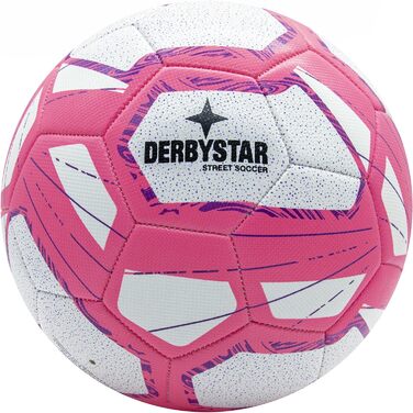 М'яч для вуличного футболу Derbystar Street Soccer, розмір 5, біло-рожевий, для відпочинку, 5 яскравих кольорів