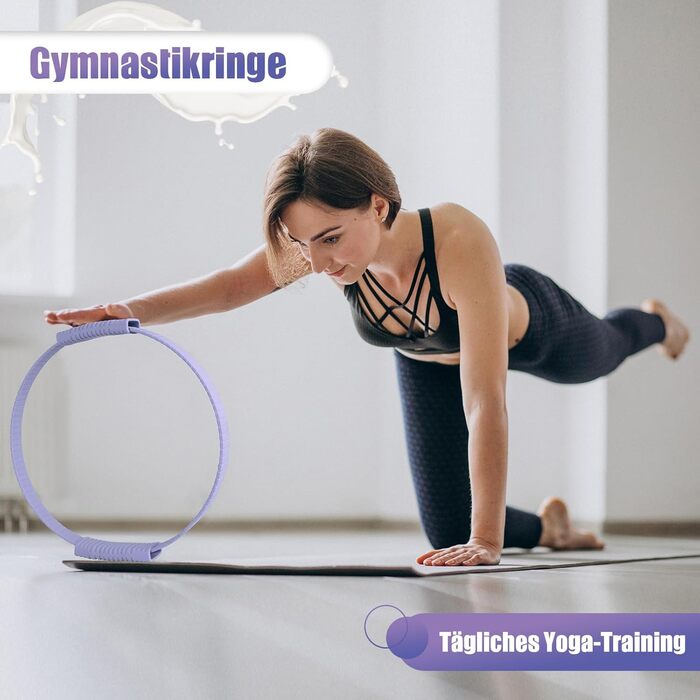 Набір для пілатесу: кільце, стрічки, міні-м'яч, постер та сумка. Набір для тренування корпусу для жінок (фіолетовий)