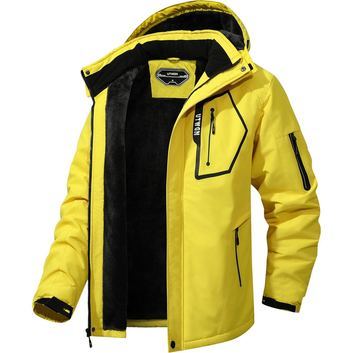 Чоловіча зимова куртка для сноуборду та лижного спорту, водонепроникна, вітрозахисна, з капюшоном, зелена (S, жовта)